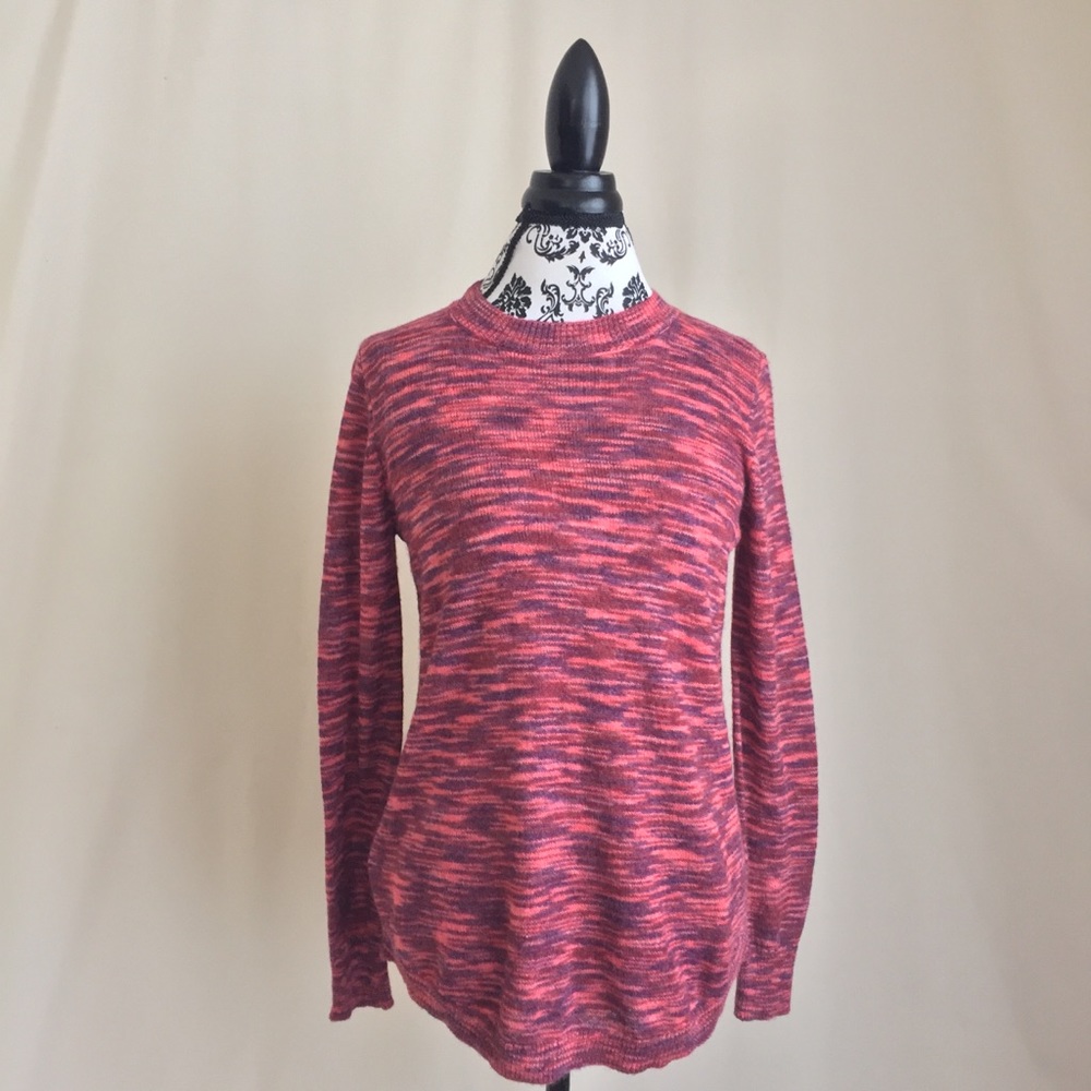 LOFT Crewneck Sweater. Pink, red, and purple.